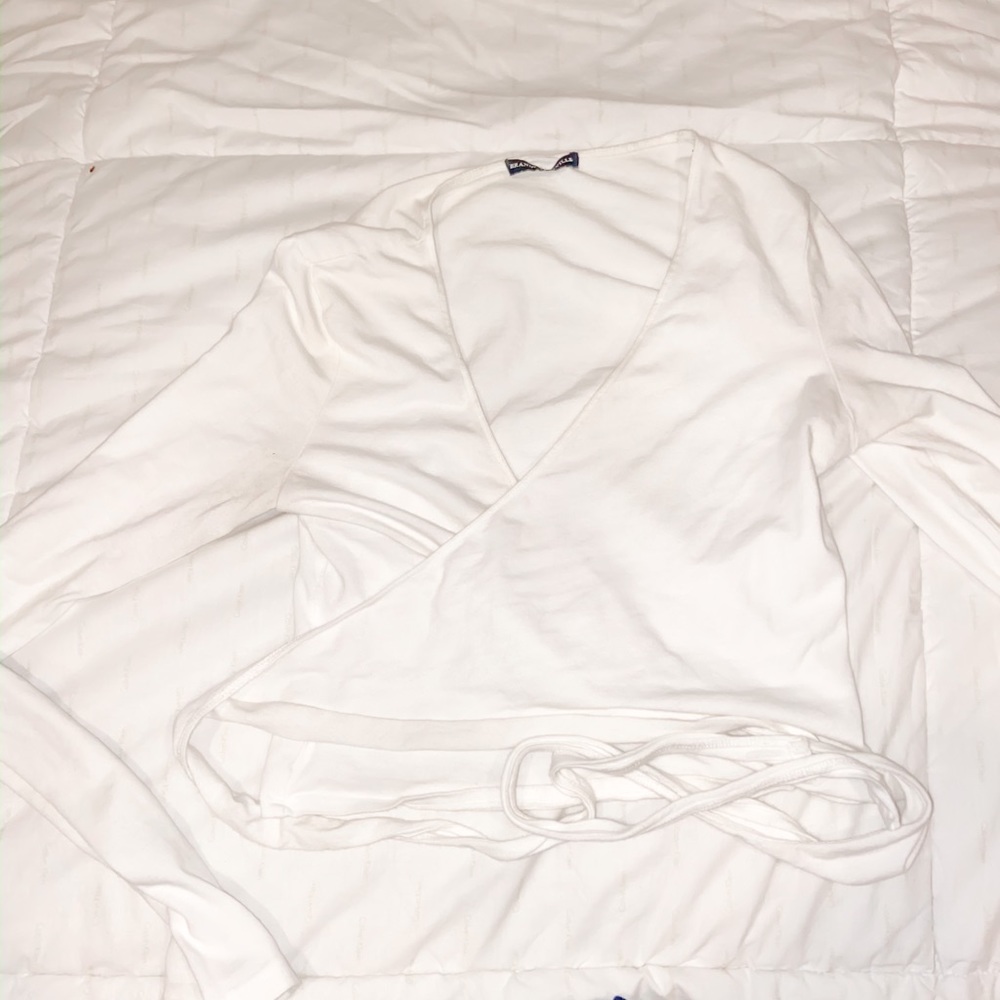 brandy white wrap around top